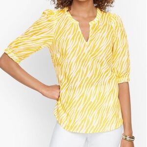 TALBOTS RUFFLE TRIM TOP - STRIKING ZEBRA M
